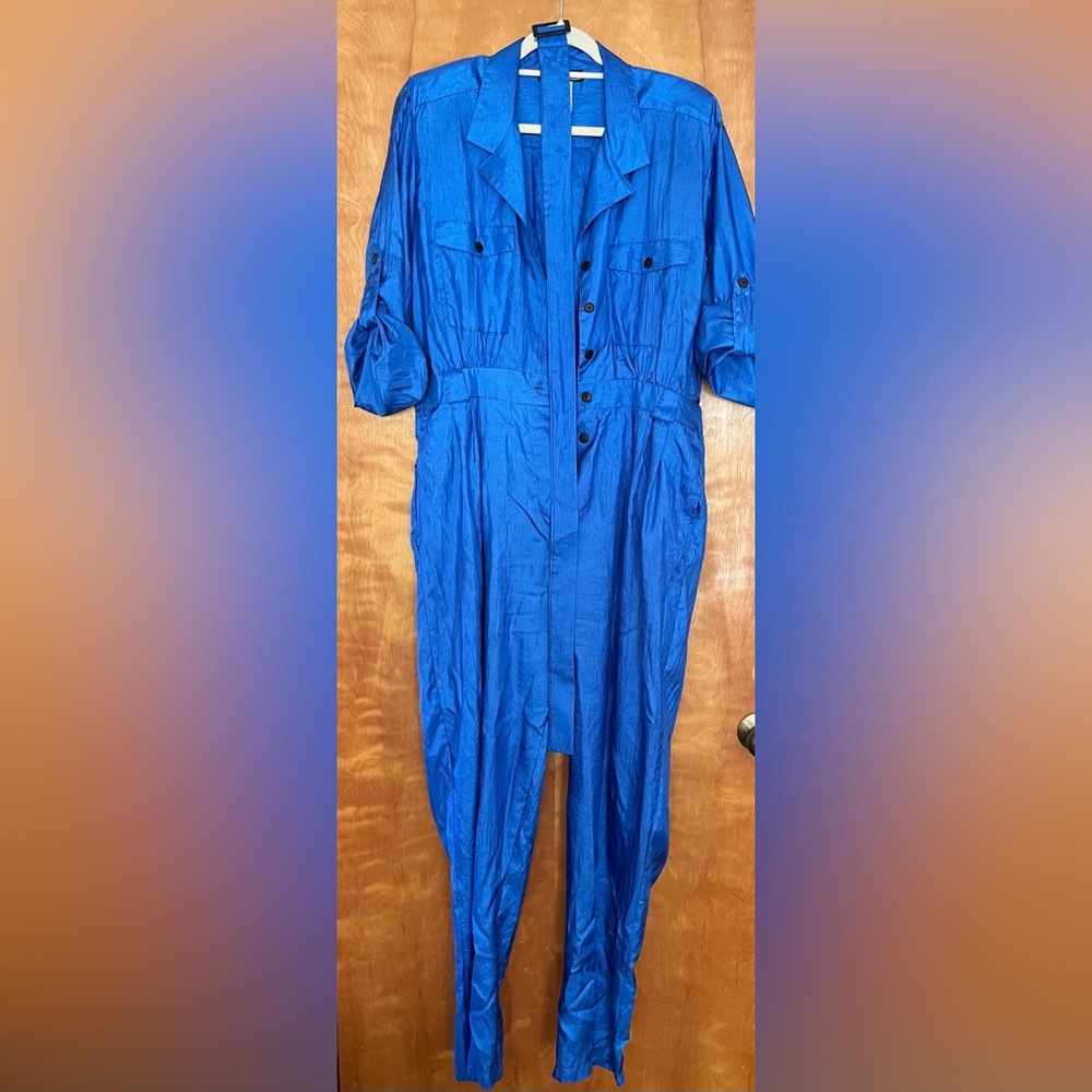 80s Blue Women's Pant Jumpsuit